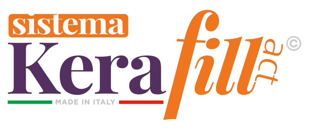 logo ufficiale con scritta sistema kerafill in viola scuro e arancio